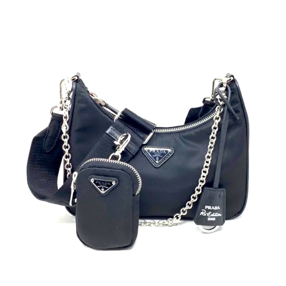 Prada Multiple Pochette Re-edition 2005 Black Nylon Bag